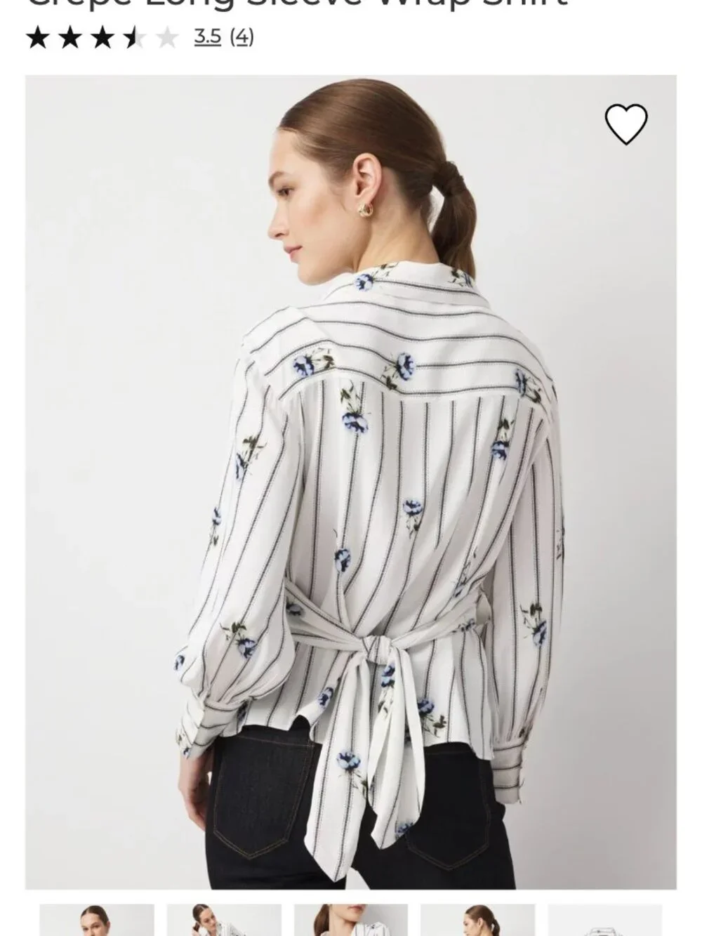 nwt WHITE HOUSE BLACK MARKET crepe long sleeve wrap top vintage bloom 6